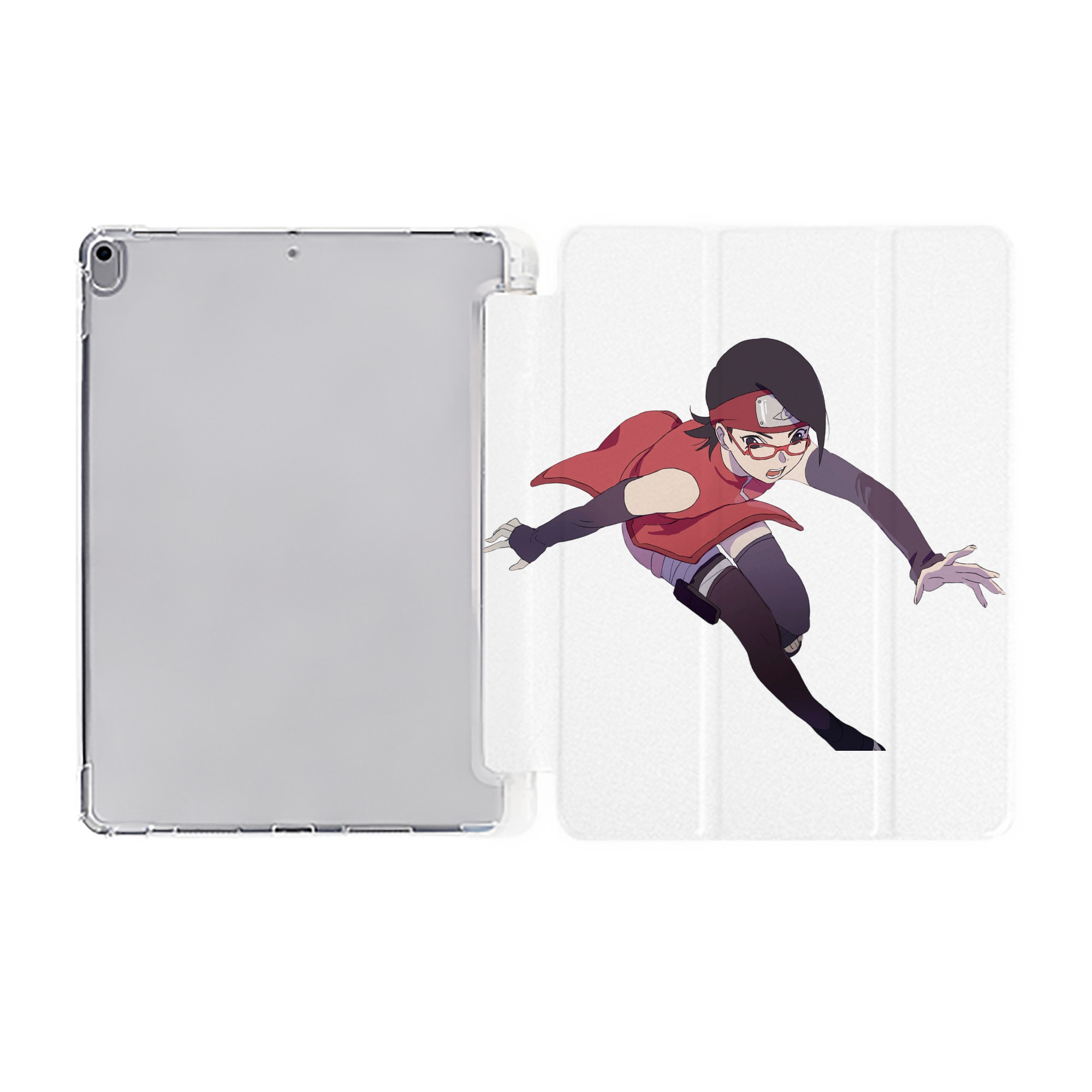 （画像用） NARUTO -ナルト- うちは サラダ Uchiha Sarada IPad ケース ペン収納付き 三つ折りスタンド PUレザー×シリコン 対応機種9.5/10.5/10.9インチ